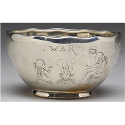 TIFFANY & CO. STERLING SILVER DECORATED CHILD'S BOWL.