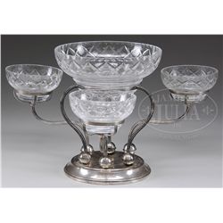 GORHAM & WEBB STERLING SILVER & GLASS EPERGNE.