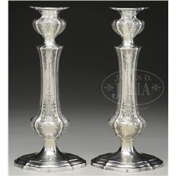PAIR OF STERLING SILVER CANDLESTICKS.