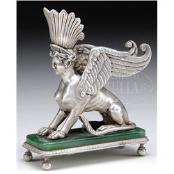 SILVER AND JADE FABERGE FIGURINE.
