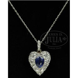 TIFFANY & CO. DIAMOND & SAPPHIRE HEART NECKLACE.