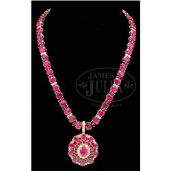 14KT RUBY & DIAMOND NECKLACE.