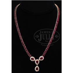 14KT BURMA RUBY & DIAMOND NECKLACE.