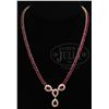 Image 1 : 14KT BURMA RUBY & DIAMOND NECKLACE.
