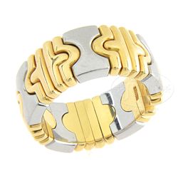 BULGARI PARENTESI 18KT YG & STAINLESS RING.