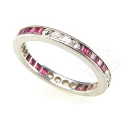 PLATINUM, DIAMOND & RUBY RING.