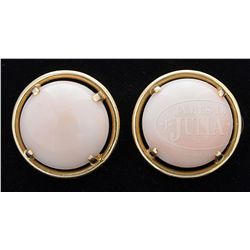 14KT YELLOW GOLD & CORAL EARCLIPS.