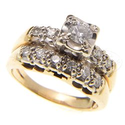 14KT DIAMOND WEDDING SET.