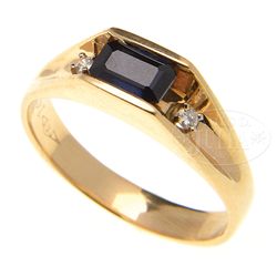 14KT SAPPHIRE & DIAMOND RING.