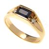 Image 1 : 14KT SAPPHIRE & DIAMOND RING.