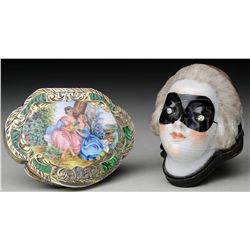 PORCELAIN BOX & ENAMEL COMPACT.
