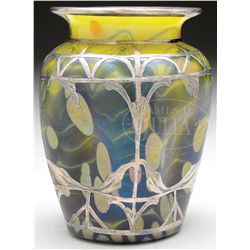 LOETZ CYTISUS SILVER OVERLAY VASE.