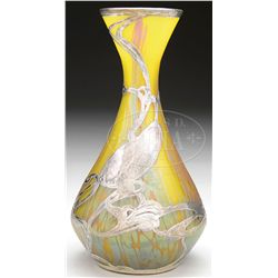 LOETZ SILVER OVERLAY VASE.