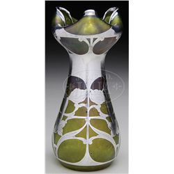 AUSTRIAN SILVER OVERLAY VASE.