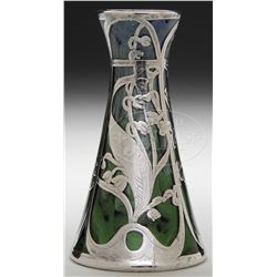 LOETZ SILVER OVERLAY VASE.