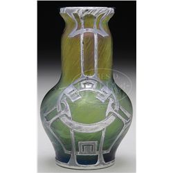 AUSTRIAN SILVER OVERLAY VASE.