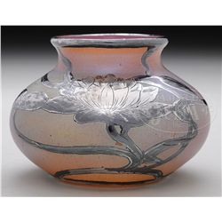 AUSTRIAN SILVER OVERLAY VASE.