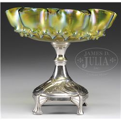 AUSTRIAN GLASS & METAL COMPOTE.