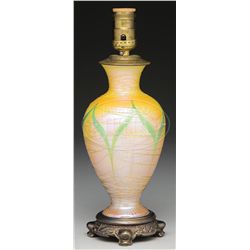 DURAND THREADED ART GLASS LAMP BASE.