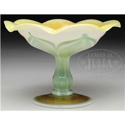 PULLED FEATHER ART GLASS COMPOTE.