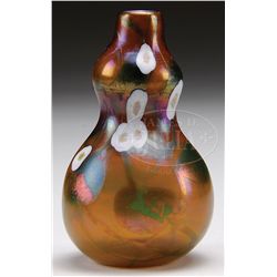 RARE STEUBEN BROWN AURENE DECORATED VASE.