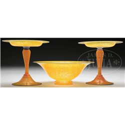 STEUBEN CINTRA CONSOLE SET.