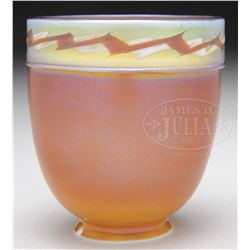 STEUBEN APPLIED BORDER ART GLASS SHADE.