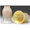Image 1 : PAIR OF QUEZAL DECORATED ART GLASS SHADES.