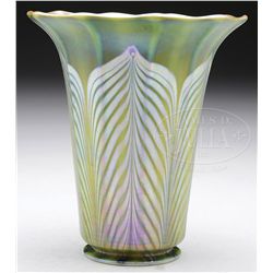 QUEZAL DECORATED ART GLASS SHADE.