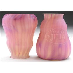 TWO TIFFANY STUDIOS ART GLASS SHADES.