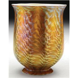 TIFFANY STUDIOS DECORATED ART GLASS SHADE.