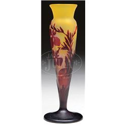 GALLE WINDOW PANE FLORAL VASE.