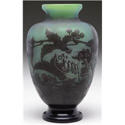 GALLE GRAPE CAMEO VASE.