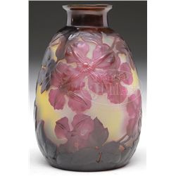 GALLE MOLD BLOWN CLEMATIS VASE.
