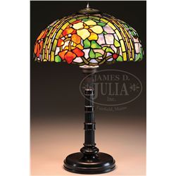 DUFFNER & KIMBERLY LEADED ORCHID TABLE LAMP.