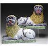 Image 1 : PAIR OF LUNEVILLE FAIENCE RECUMBENT LIONS.