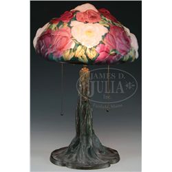 PAIRPOINT PUFFY ROSE BOUQUET TABLE LAMP.