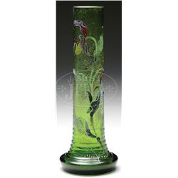 EARLY GALLE ENAMELED VASE.