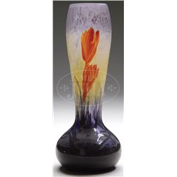 DAUM WHEEL CARVED CROCUS VASE.