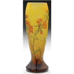 DAUM NANCY FRENCH CAMEO AND ENAMELED VASE.
