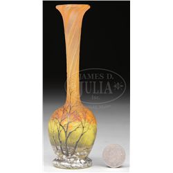 DAUM NANCY WINTER SCENE BUD VASE.