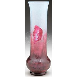 DAUM WHEEL CARVED POPPY VASE.