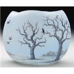 DAUM NANCY BLACKBIRD VASE.