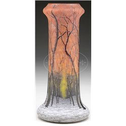 DAUM WINTER SCENE VASE.