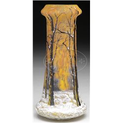 DAUM WINTER SCENE VASE.