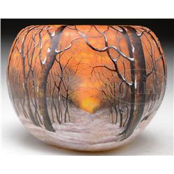 DAUM WINTER SCENE ROSE BOWL.