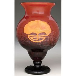 IMPORTANT SCHNEIDER PADDED AND WHEEL-CARVED POPPY VASE.