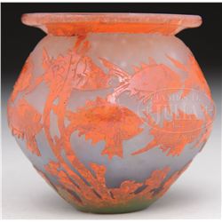 LE VERRE FRANCAIS POISSONS VASE.