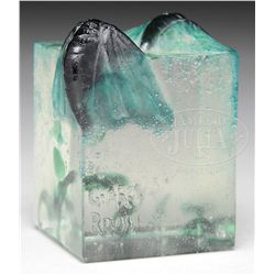 G. ARGY ROUSSEAU PATE DE VERRE MOTH PAPERWEIGHT.