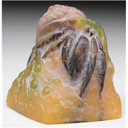 A. WALTER PATE DE VERRE PAPERWEIGHT.